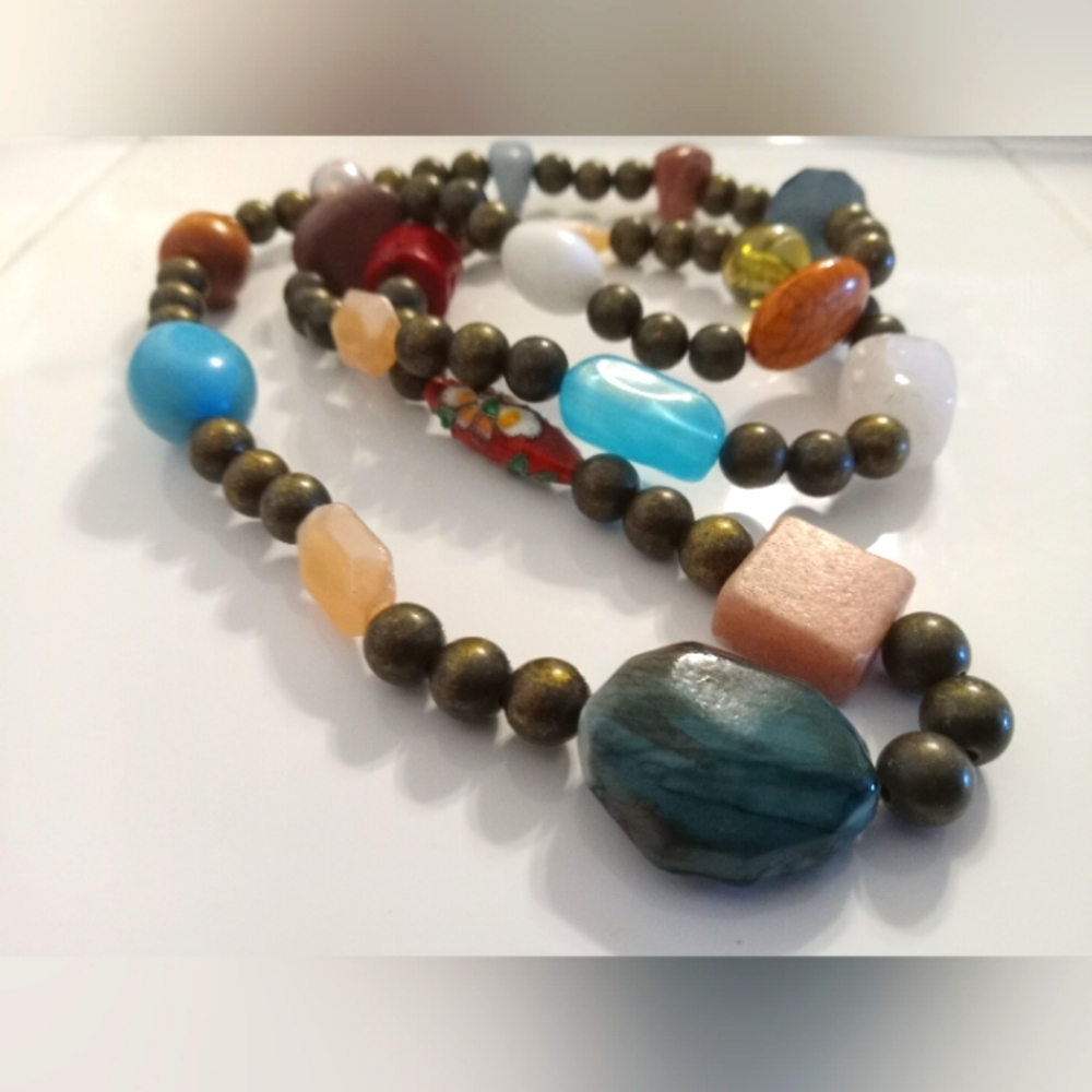 ARTISAN LARGE MIXED-MEDIA NECKLACE